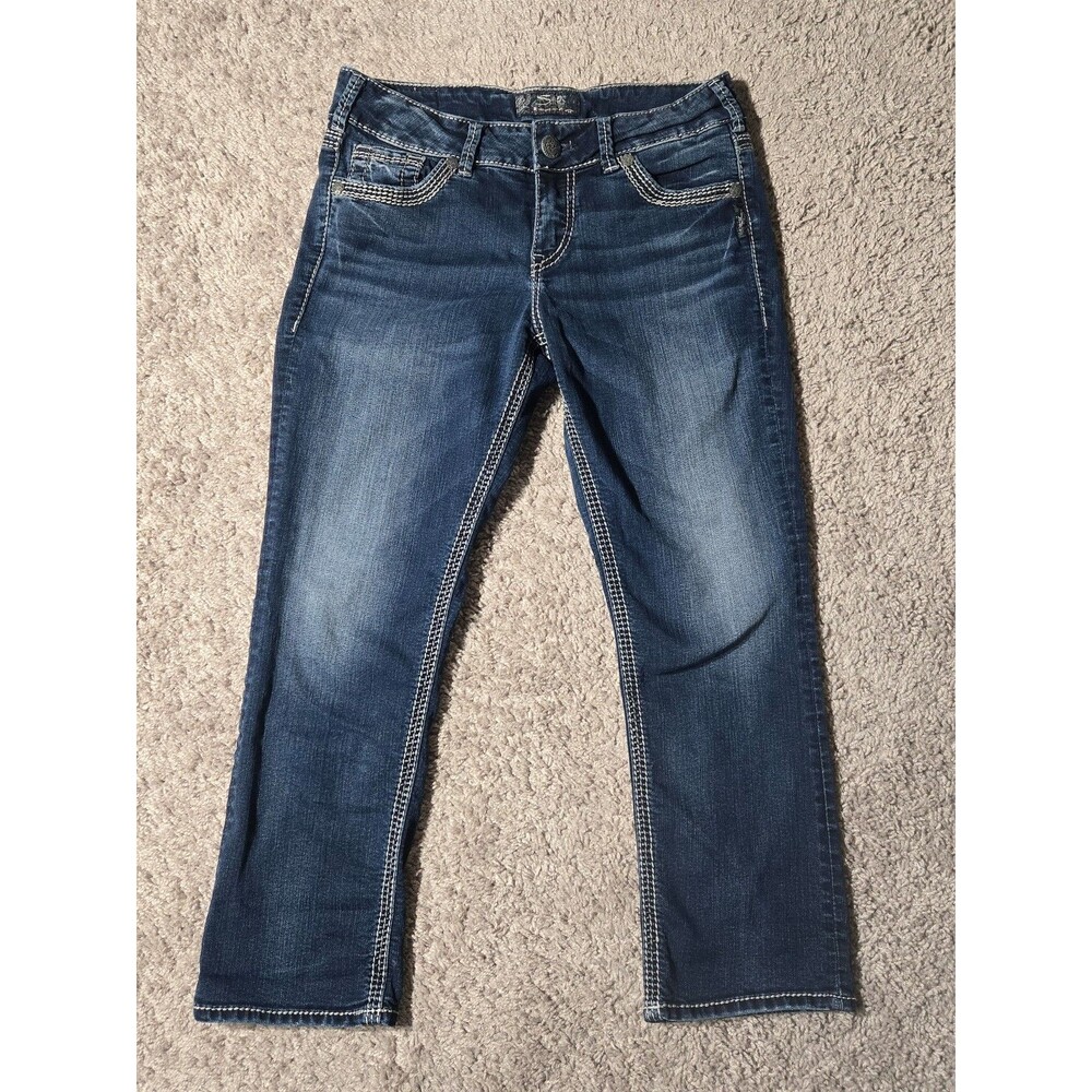 Silver Jeans Co. Suki Mid capri Crop denim Women's 29 Blue Wash